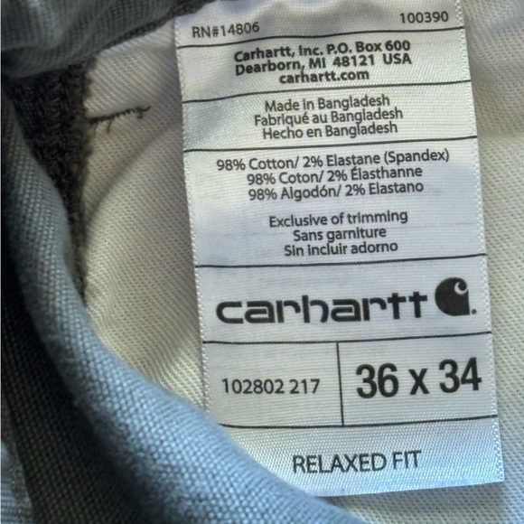 Carhartt 36 Green Relaxed Fit Double Knee Cut Off - Picture 6 of 7
